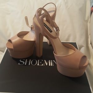 Shoemint Bianca Nude platform heels